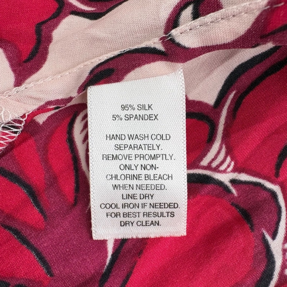 White House Black Market Silk Sleeveless Top Leopard Floral Print Ref Black Sz 6 - Picture 7 of 7
